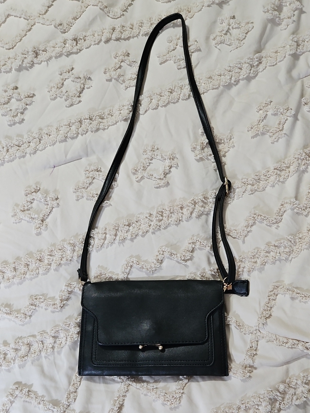 Classic Black Leather Crossbody Bag - Women's Shoulder Purse